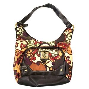 Treviso Women's Handbag 70s Colors Boho Pattern Brown Pink Gold 10x7x3" Casual